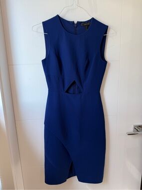 BCBGMaxAzria Navy Blue Midi Dress with Front Keyhole